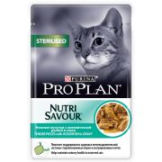 Влажный корм Pro Plan(Про План) Nutri Savour для взрослых стерилизованных кошек и кастрированных котов с океанической рыбой в соусе, 85гр.