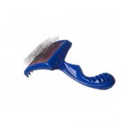 Пуходерка для собак и кошек Зооник Пластик с Каплей Трехрядна Большая Фигурная Ручка 0753