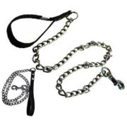 Brava Поводок-цепь для собак с кожаной ручкой 3мм