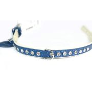 Ошейник Collar Двойной со стразами Премиум 15мм Синий