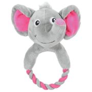 Золюкс Игрушка плюшевая для щенков, слоник с кольцом (серая)