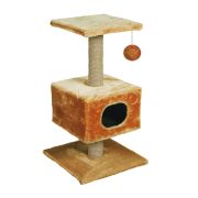 Домик-когтеточка Зооник для кошки одн.мех на подставке, бежевый