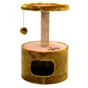 Дом для кошек, одн мех+меб. ткань, круглый коричневый Зооник
