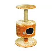 Домик для кошки круглый на подставке одн.мех, коричневый