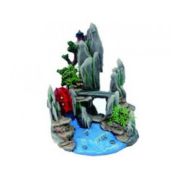 Грот Марлин Водяная Мельница В Скалах С Ручьем YM-625 22*18*27,5см