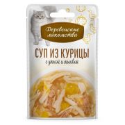 Лакомство для кошек «Деревенские лакомства» Суп из курицы с уткой и тыквой, пауч 35 гр