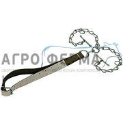 Ошейник для привязи бычков, D-образное кольцо с 2-мя цепями с вертлюгом, 170х7см