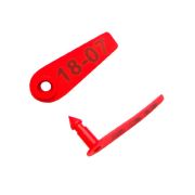 Бирка ушная, 50х15мм, двойная, под щипцы, с надписью, КОРАЛЛОВЫЙ, «Лепесток», РОССИЯ